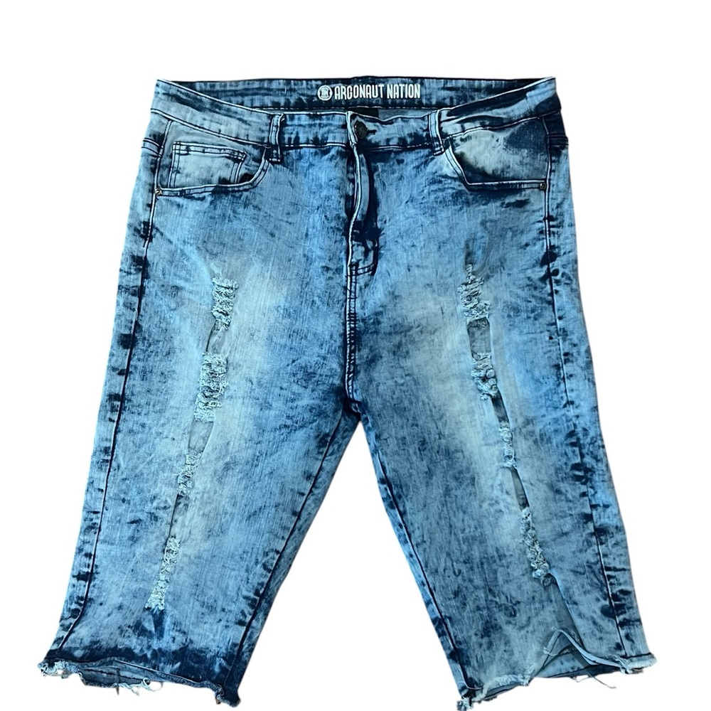Men's Light Blue Distressed Jean Shorts